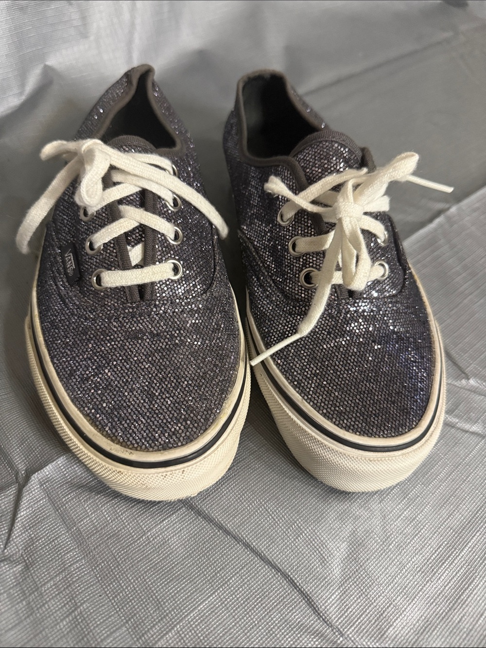 Vans Glitter Low-Top Sneakers in Dark Silver